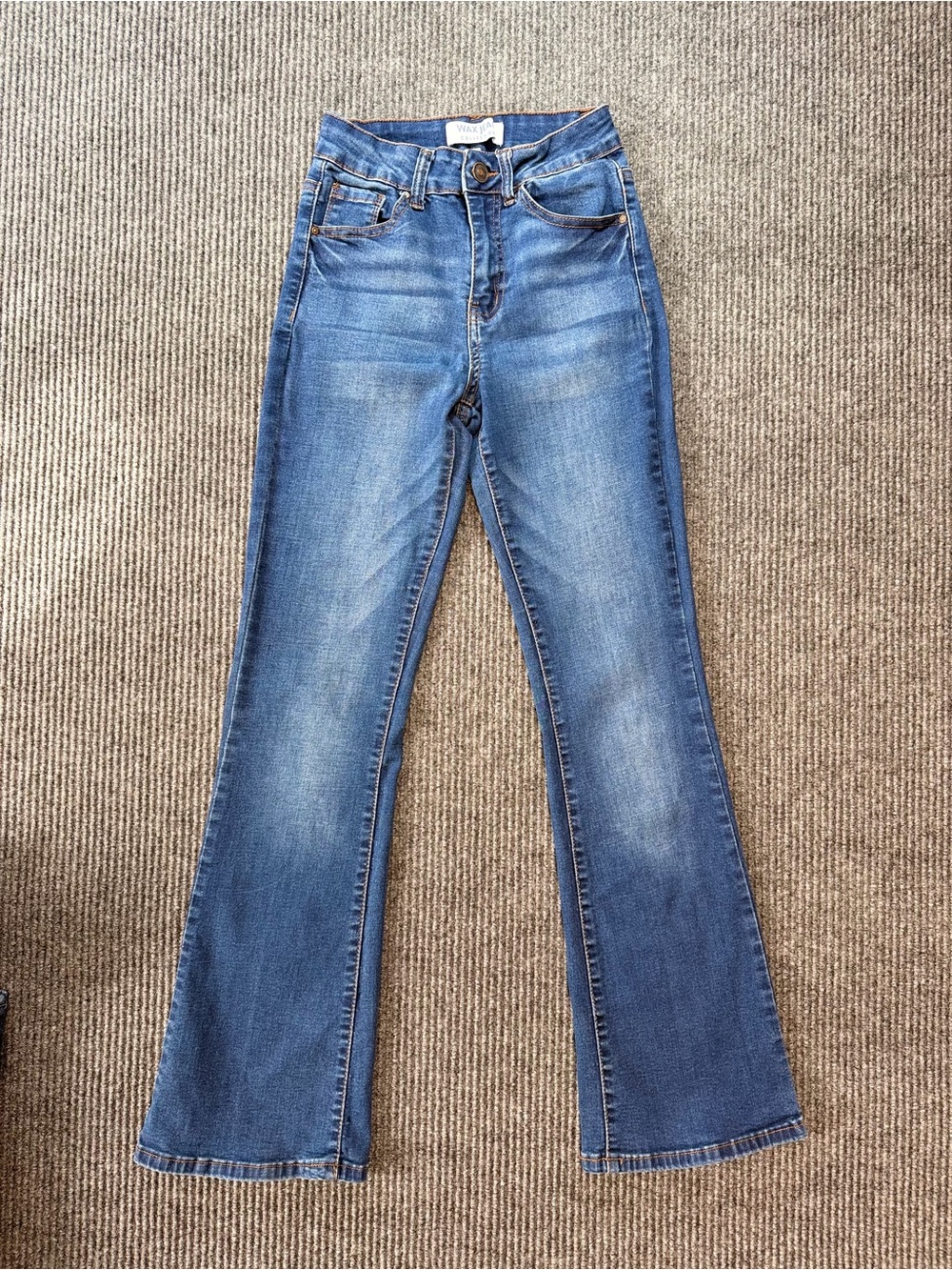 Wax Jean Classic Medium Blue Flare Wide-Leg Jeans
